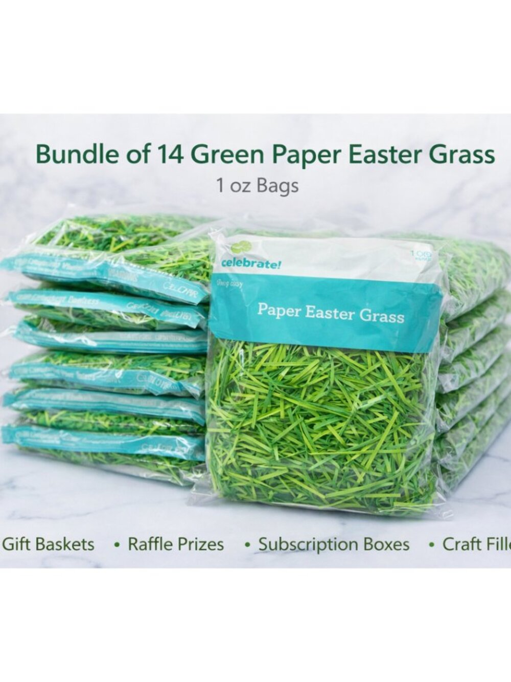 NWT Bundle of 14 Green Paper Grass (1 oz Each) – Gift & Basket Filler